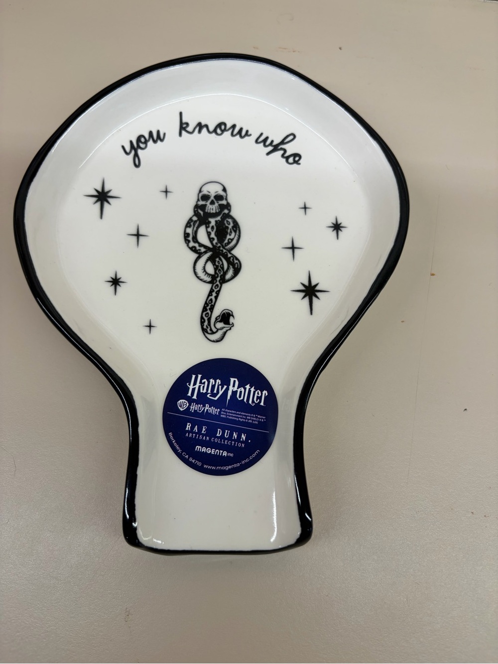 Rae Dunn x Harry Potter Slytherin Dark Mark Spoon Rest - White & Black